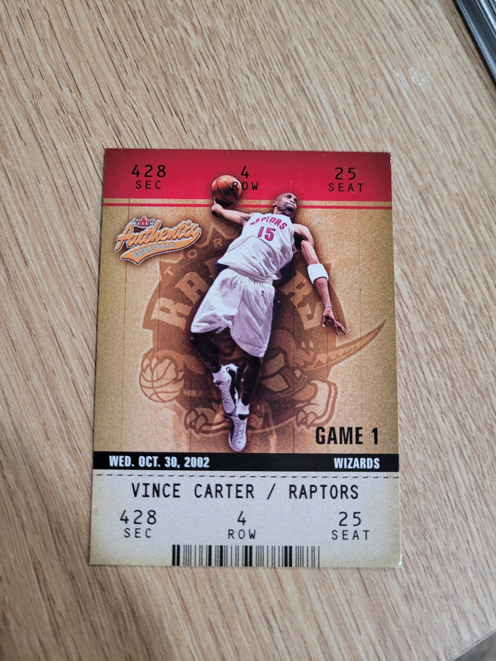 Vince Carter Toronto Raptors Game Ticket Art Print - Red, Gold, White